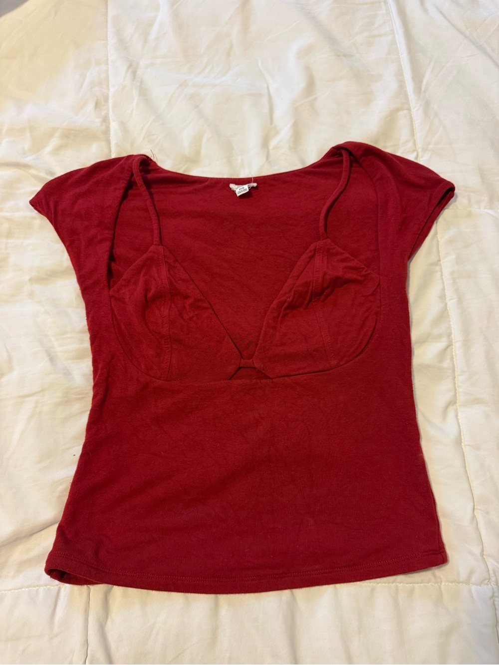Garage Women's Deep V Red Built-In Bra Top